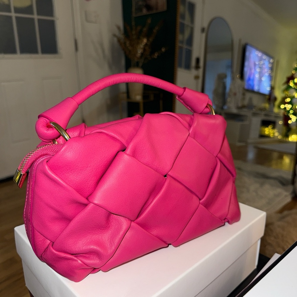 Vibrant Pink Woven Clutch